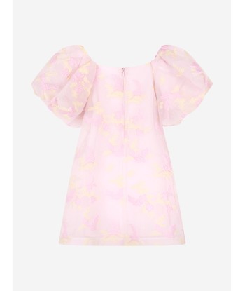 Mama Luma Girls Balloon Sleeve Jacquard Organza Dress in Pink 50% de réduction en Octobre 2024