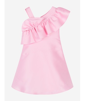 Mama Luma Girls One Shoulder Ruffle Dress in Pink basket pas cher