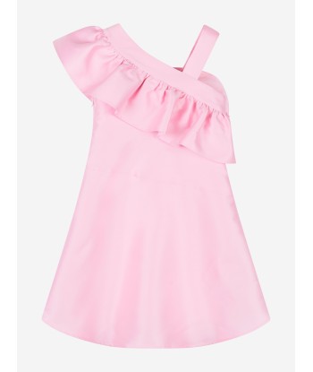 Mama Luma Girls One Shoulder Ruffle Dress in Pink basket pas cher