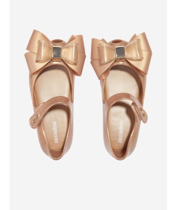 Mini Melissa Girls Mini Ultragirl Fab Bow Ballerinas in Gold les ligaments