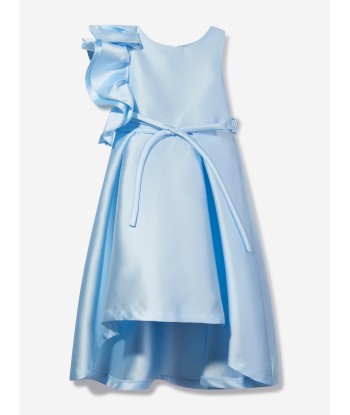 Mama Luma Girls Large Bow Occasion Dress in Blue Dans la société mordern