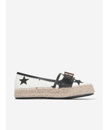 Balmain Girls Star Espadrilles in Ivory le des métaux précieux