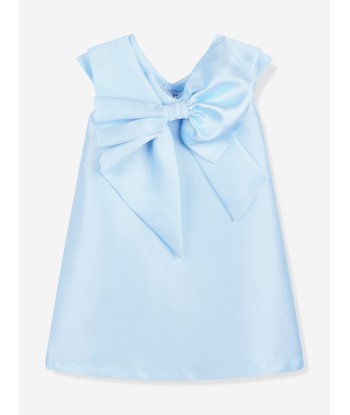 Mama Luma Girls Big Bow Ruffle Occasion Dress in Blue store