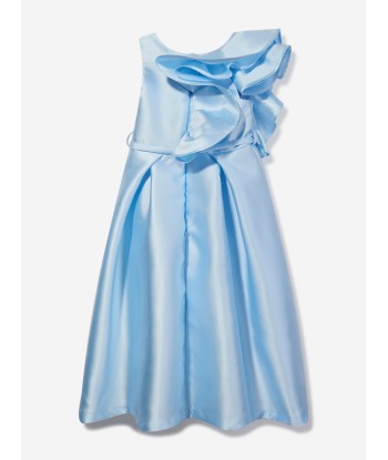 Mama Luma Girls Large Bow Occasion Dress in Blue Dans la société mordern