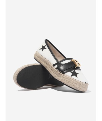 Balmain Girls Star Espadrilles in Ivory le des métaux précieux