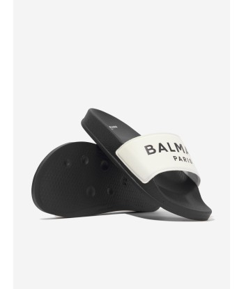 Balmain Kids Logo Sliders in Black Pour