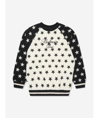 Balmain Kids Star Print Sweatshirt in Ivory Venez acheter