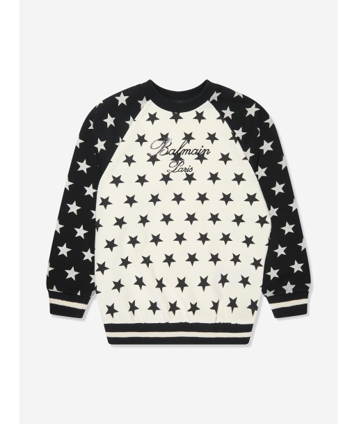 Balmain Kids Star Print Sweatshirt in Ivory Venez acheter