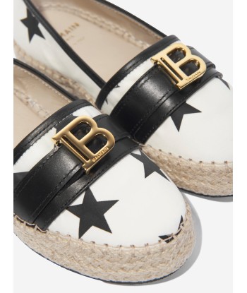 Balmain Girls Star Espadrilles in Ivory le des métaux précieux