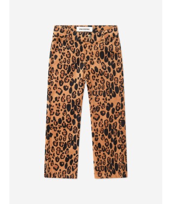 Mini Rodini Girls Leopard Velvet Flared Trousers in Brown 2023