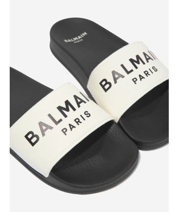 Balmain Kids Logo Sliders in Black Pour