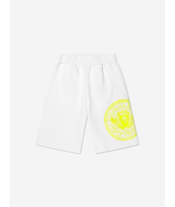 Balmain Boys Logo Jersey Shorts in White Paris Déstockage Promo