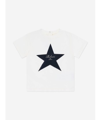 Balmain Baby Star Print T-Shirt in Ivory du meilleur 