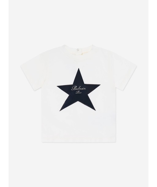 Balmain Baby Star Print T-Shirt in Ivory du meilleur 