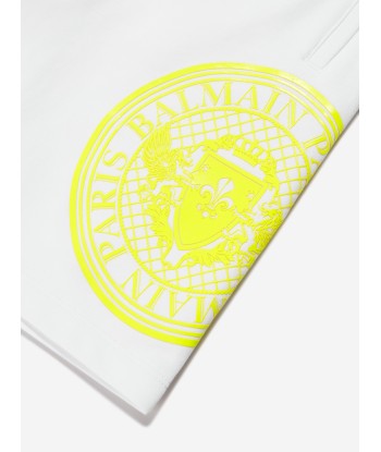 Balmain Boys Logo Jersey Shorts in White Paris Déstockage Promo