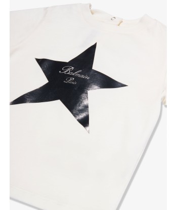 Balmain Baby Star Print T-Shirt in Ivory du meilleur 