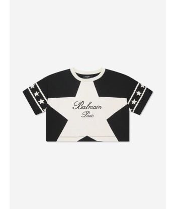 Balmain Girls Star Logo T-Shirt in Black les muscles