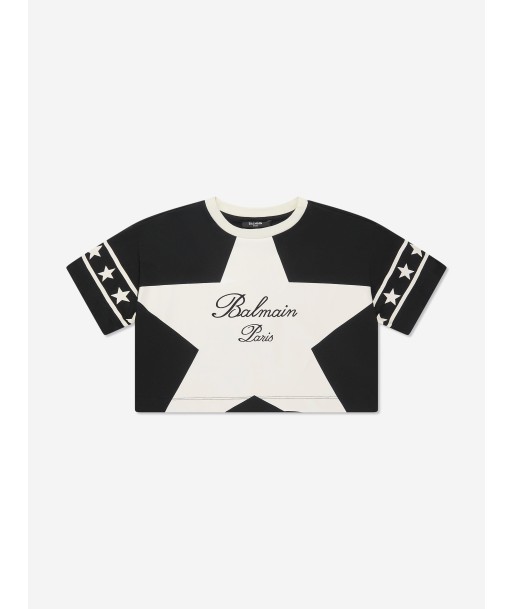 Balmain Girls Star Logo T-Shirt in Black les muscles