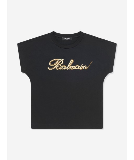 Balmain Girls Logo T-Shirt in Black acheter