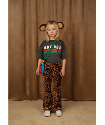 Mini Rodini Girls Leopard Velvet Flared Trousers in Brown 2023