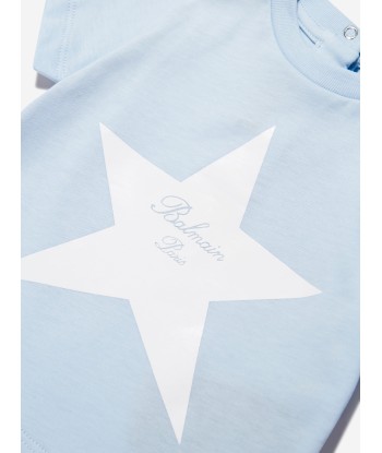 Balmain Baby Star Print T-Shirt in Blue Comment ça marche