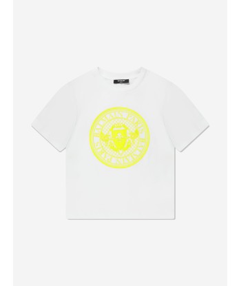 Balmain Boys Logo Print T-Shirt in White 2024