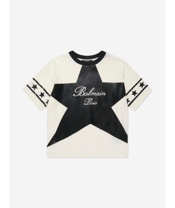 Balmain Kids Star Logo T-Shirt in Ivory l'évolution des habitudes 