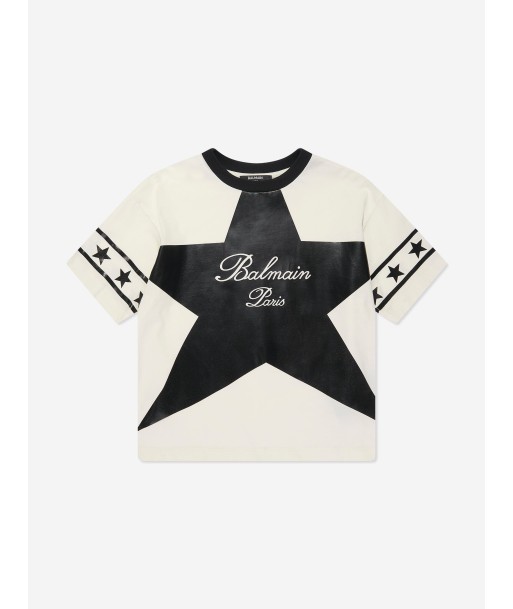 Balmain Kids Star Logo T-Shirt in Ivory l'évolution des habitudes 