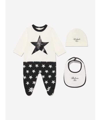 Balmain Baby Star Print Babygrow Gift Set in Ivory pas cher chine