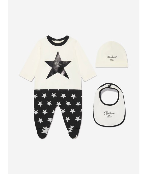 Balmain Baby Star Print Babygrow Gift Set in Ivory pas cher chine