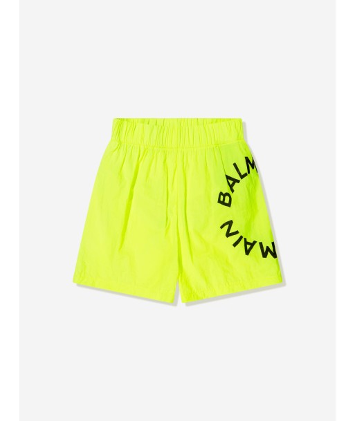 Balmain Boys Fluorescent Logo Swim Shorts in Yellow Comparez plus de prix