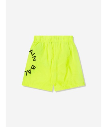 Balmain Boys Fluorescent Logo Swim Shorts in Yellow Comparez plus de prix