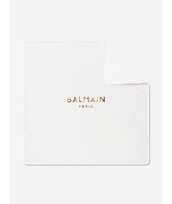 Balmain Baby Cotton Logo Blanket in White france