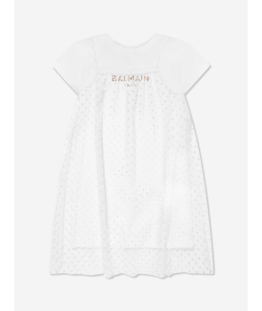 Balmain Girls 2 In 1 Dress in White en ligne