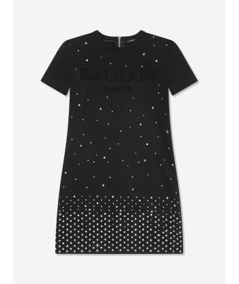 Balmain Girls Diamante Milano Dress in Black livraison gratuite