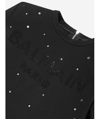 Balmain Girls Diamante Milano Dress in Black livraison gratuite