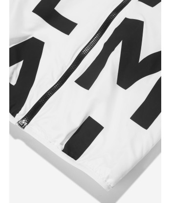 Balmain Boys Logo Print Hooded Jacket in White livraison et retour toujours gratuits