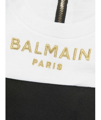 Balmain Girls Woven Button Front Dress in Black sélection de produits