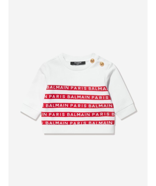 Balmain Baby Boys Strped Logo Sweatshirt in White l'achat 