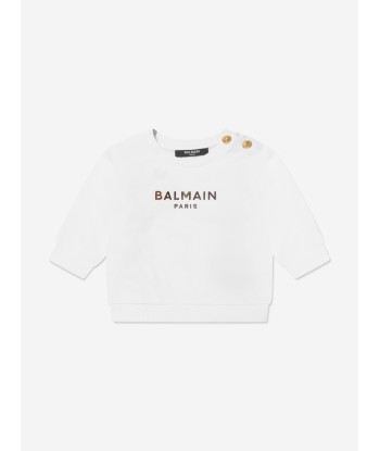 Balmain Baby Boys Logo Sweatshirt in White Vous souhaitez 