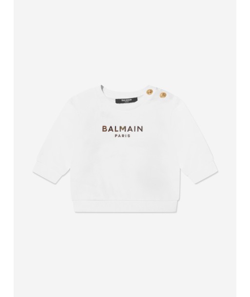 Balmain Baby Boys Logo Sweatshirt in White Vous souhaitez 