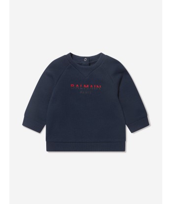 Balmain Baby Boys Logo Sweatshirt in Blue Amélioration de cerveau avec