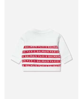 Balmain Baby Boys Strped Logo Sweatshirt in White l'achat 