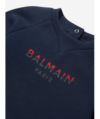 Balmain Baby Boys Logo Sweatshirt in Blue Amélioration de cerveau avec