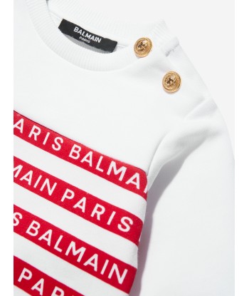 Balmain Baby Boys Strped Logo Sweatshirt in White l'achat 