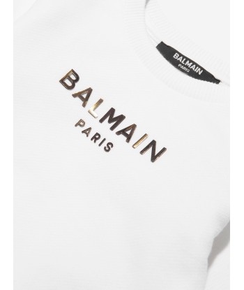 Balmain Baby Boys Logo Sweatshirt in White Vous souhaitez 