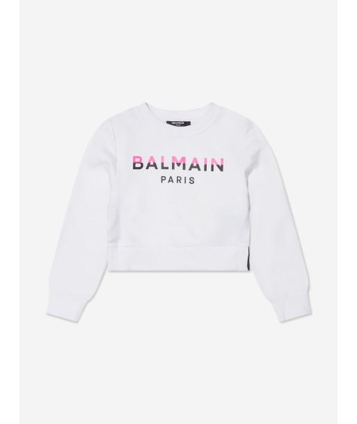 Balmain Girls Logo Sweatshirt in White de la marque