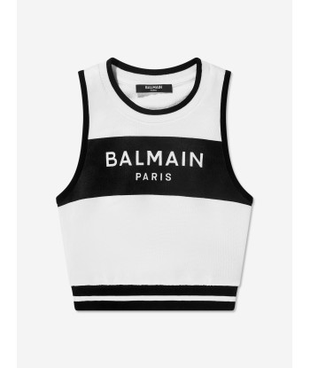 Balmain Girls Sleeveless Sweatshirt in White shop