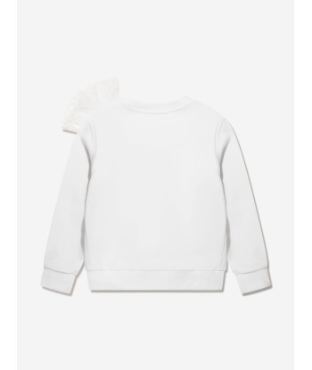 Balmain Girls Bow Sweatshirt in White brillant des détails fins