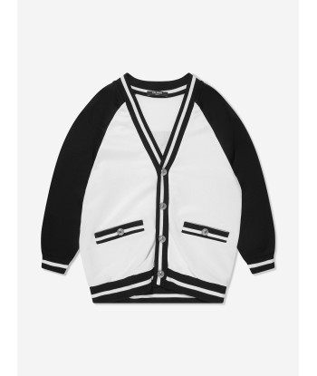 Balmain Girls Logo Cardigan in White de votre